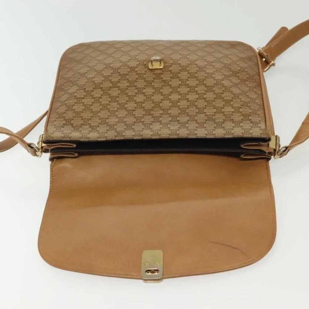 Authentic CELINE Macadam Canvas Shoulder Bag PVC Beige Gold - Picture 16 of 16